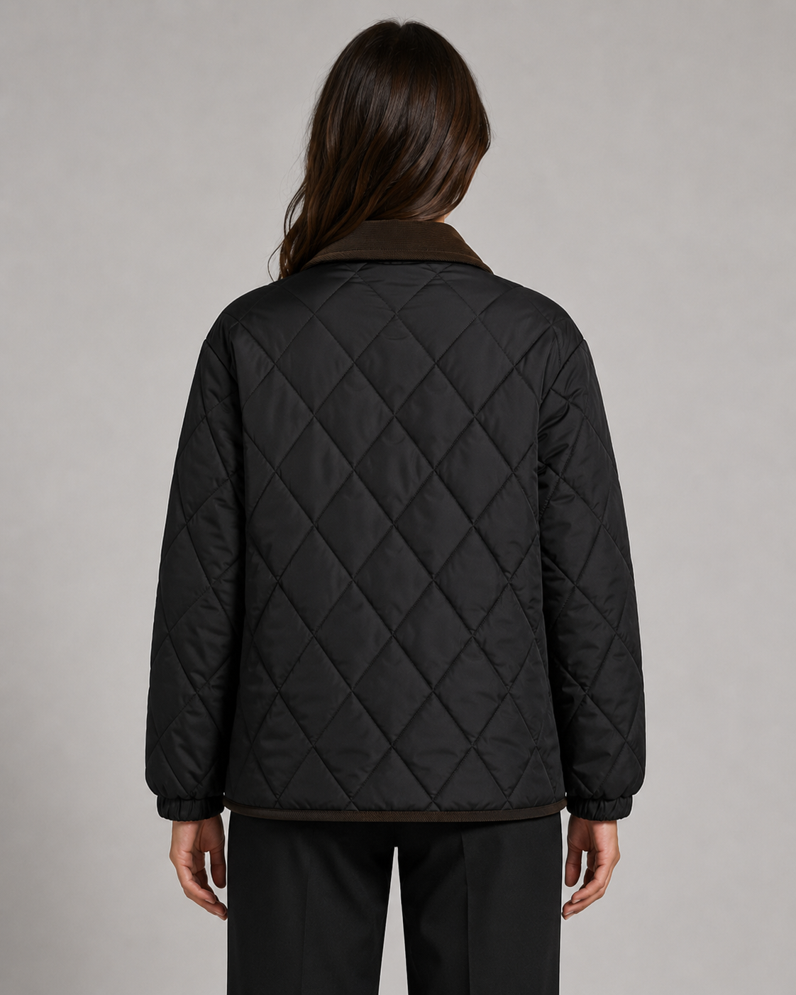 Daria | Diamond Quilted Jacket with Corduroy Collar