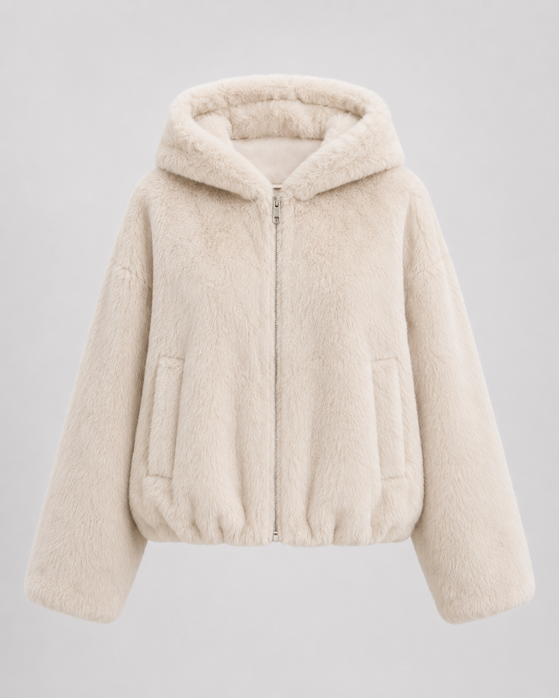 Henriette | Hooded Faux Fur Zip-Up Jacket