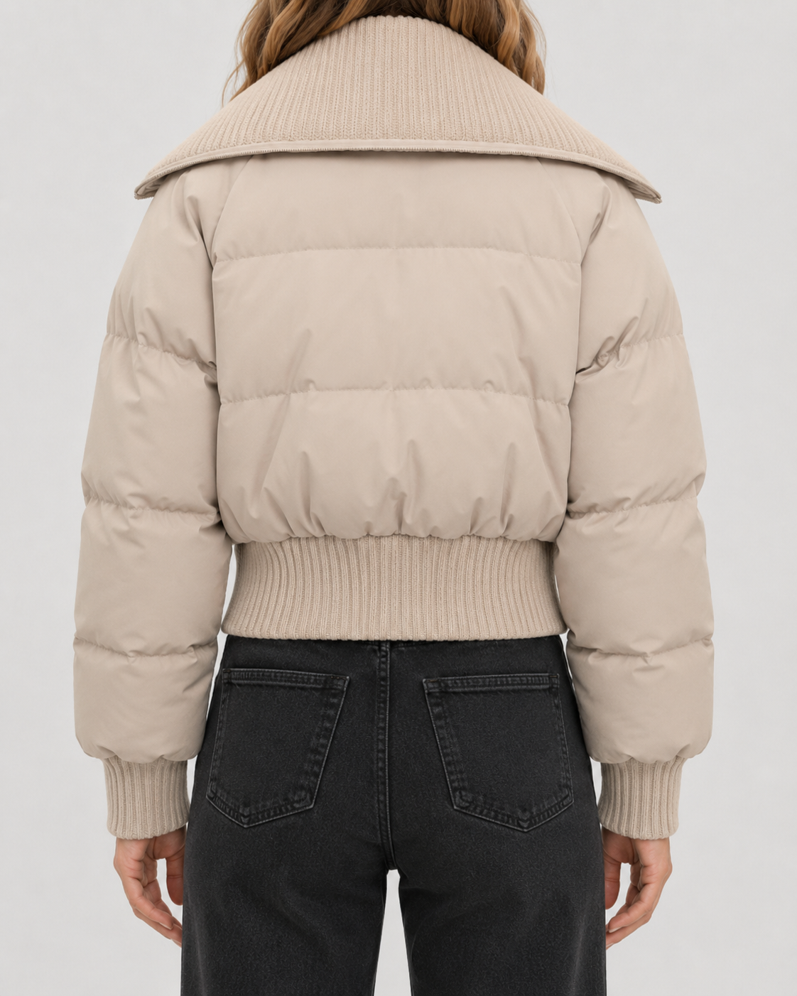 Kirra | Cropped Puffer Jacket with Ribbed Collar