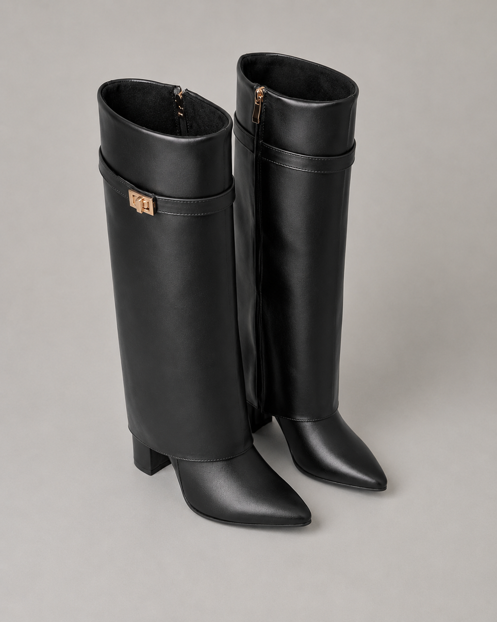 Marisela | Pointed Toe Buckle Knee-High Boots