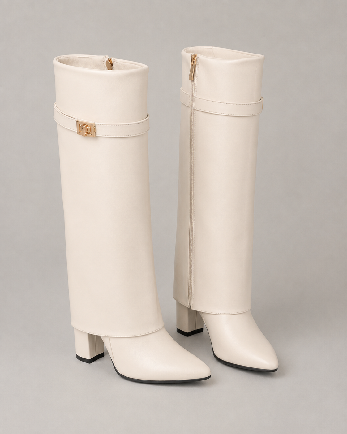 Marisela | Pointed Toe Buckle Knee-High Boots