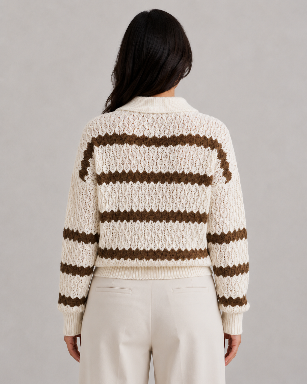Brielle | Striped Collared Knit Sweater