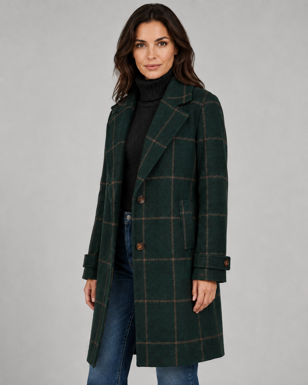 Delphine | Windowpane Check Tailored Coat