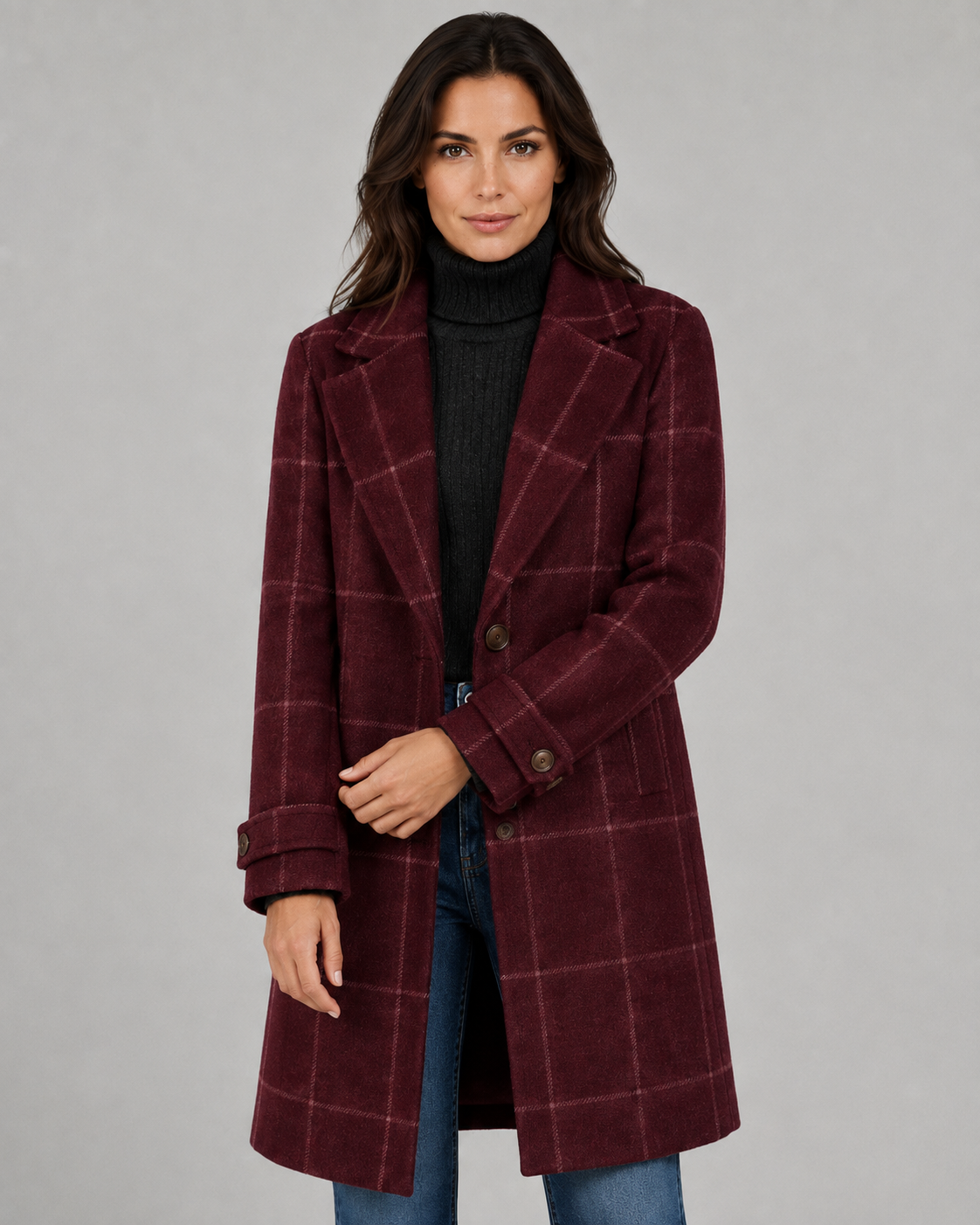 Delphine | Windowpane Check Tailored Coat