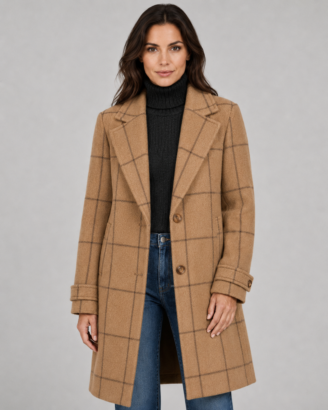 Delphine | Windowpane Check Tailored Coat
