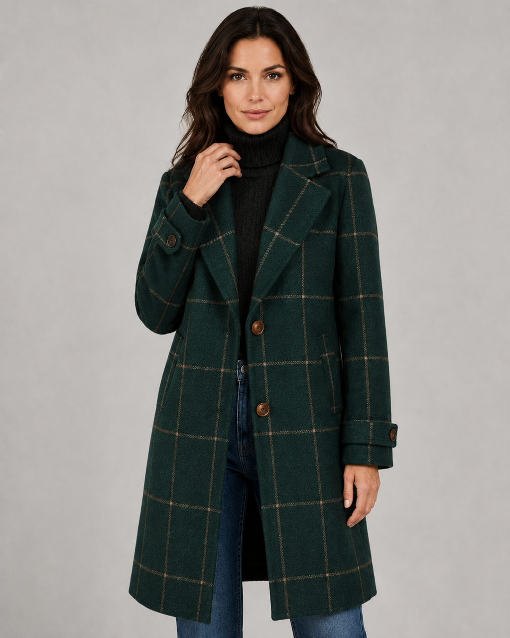 Delphine | Windowpane Check Tailored Coat
