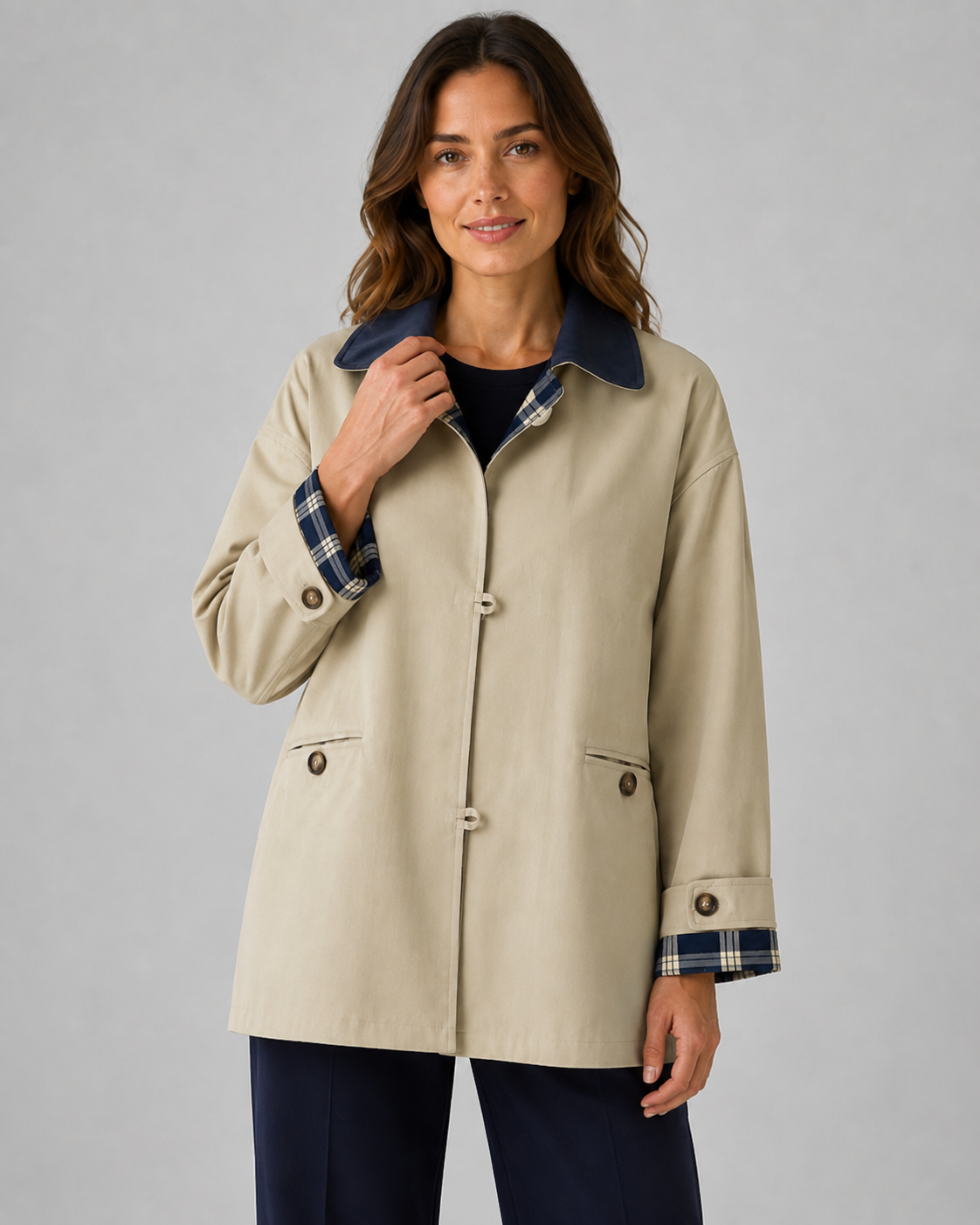 Opal | Plaid-Lined Barn Jacket
