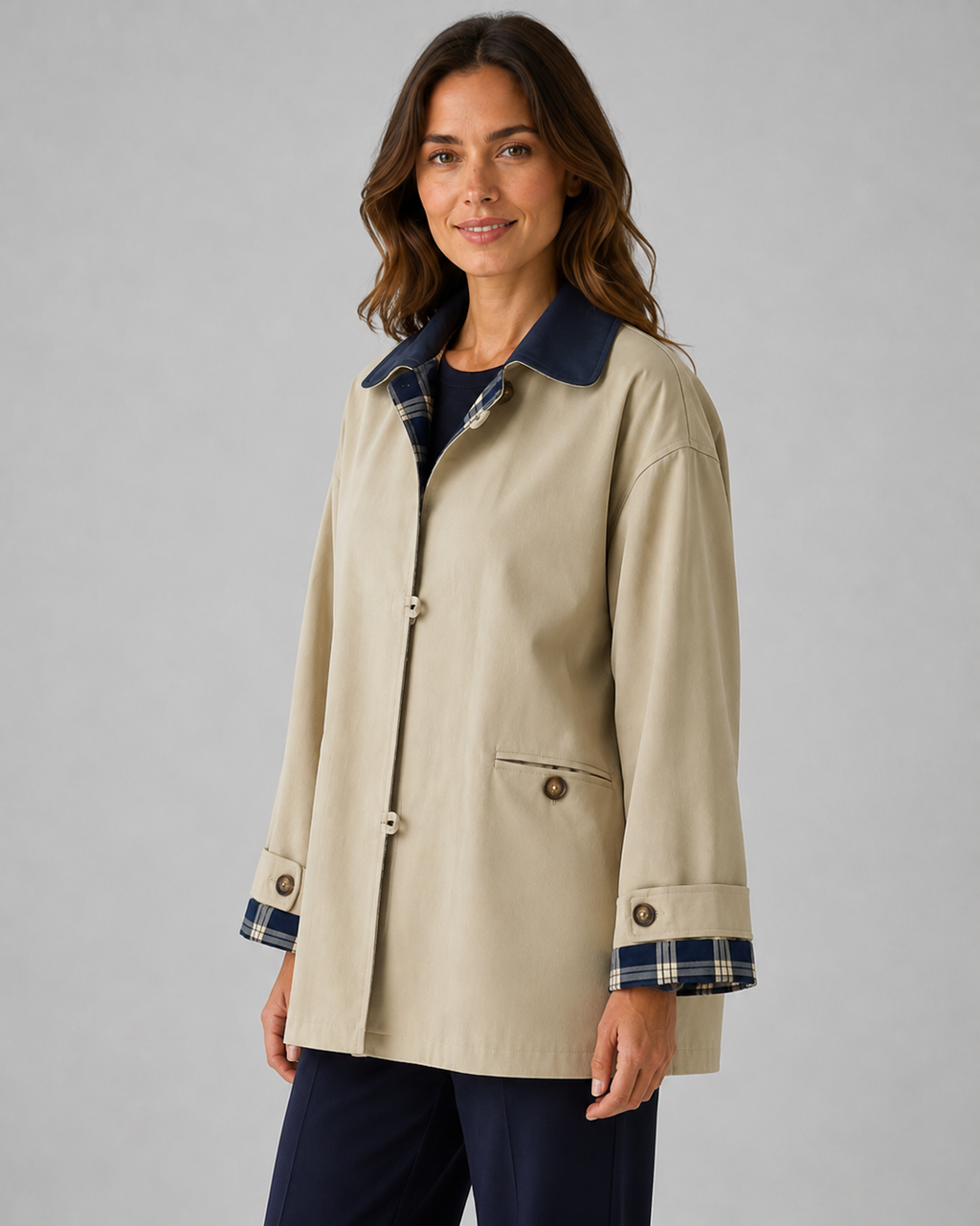 Opal | Plaid-Lined Barn Jacket