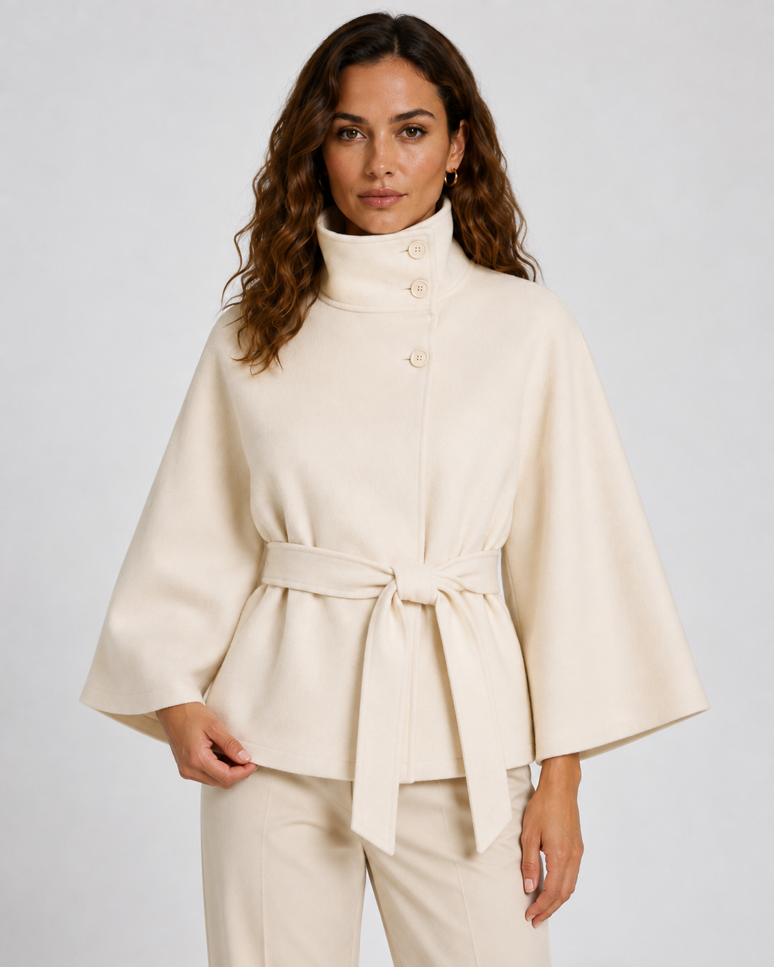 Ramona | Belted Funnel Neck Cape