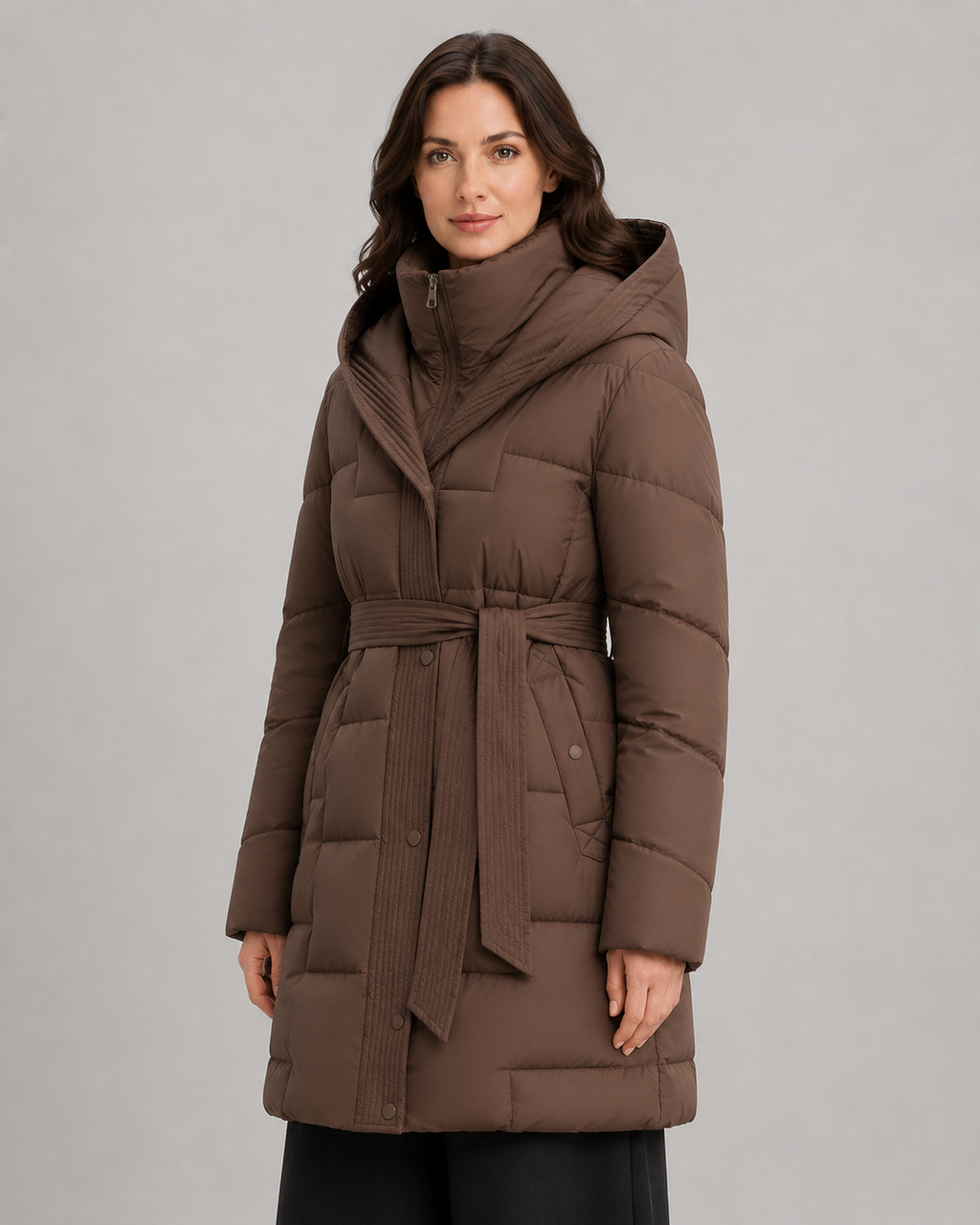 Calla | Belted Hooded Longline Puffer Parka
