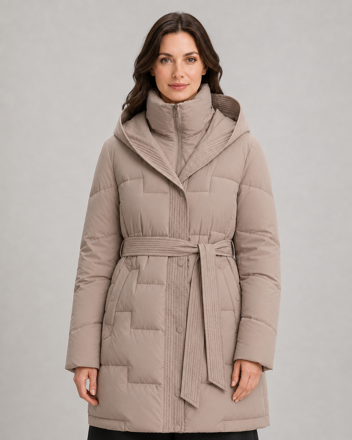 Calla | Belted Hooded Longline Puffer Parka