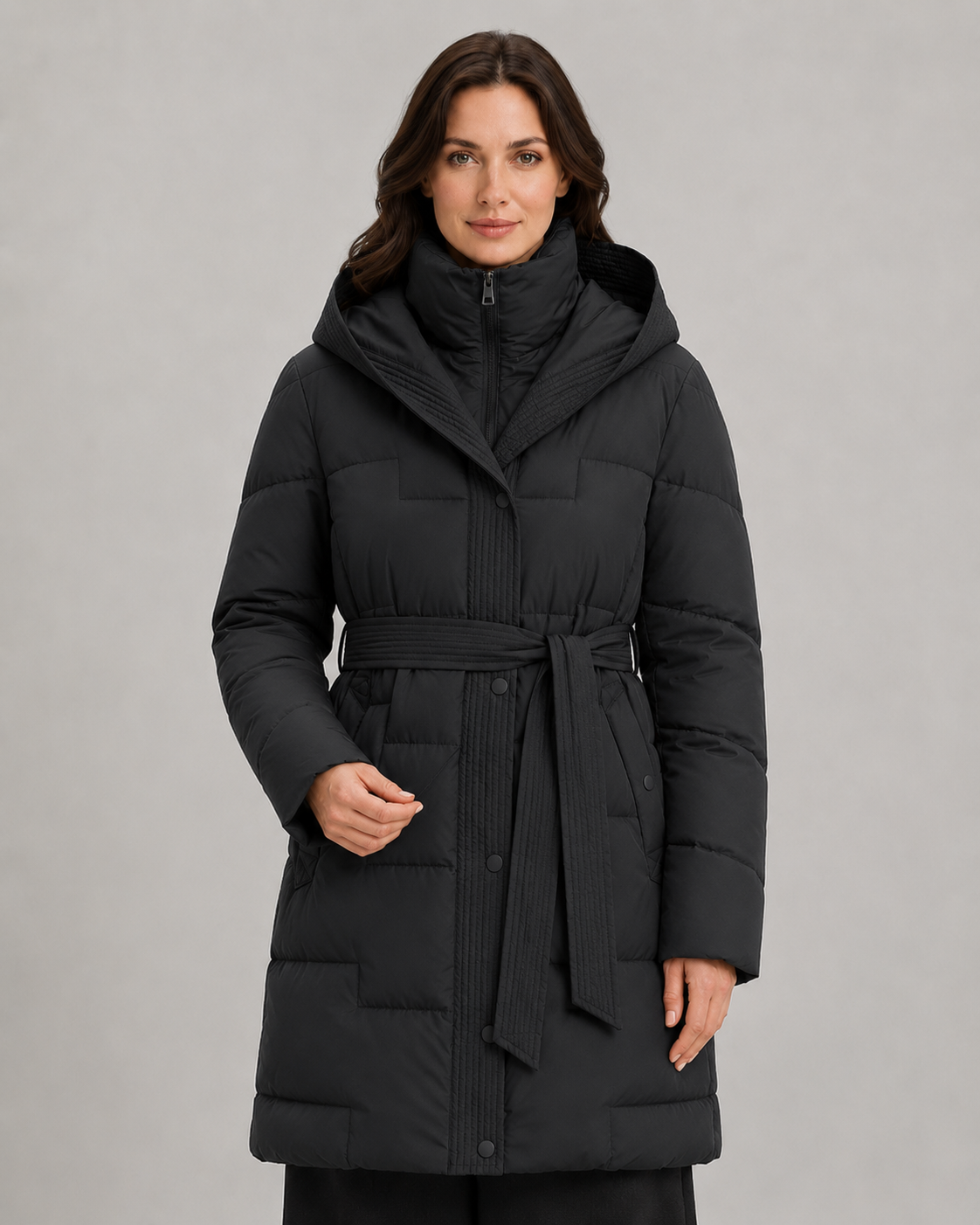 Calla | Belted Hooded Longline Puffer Parka