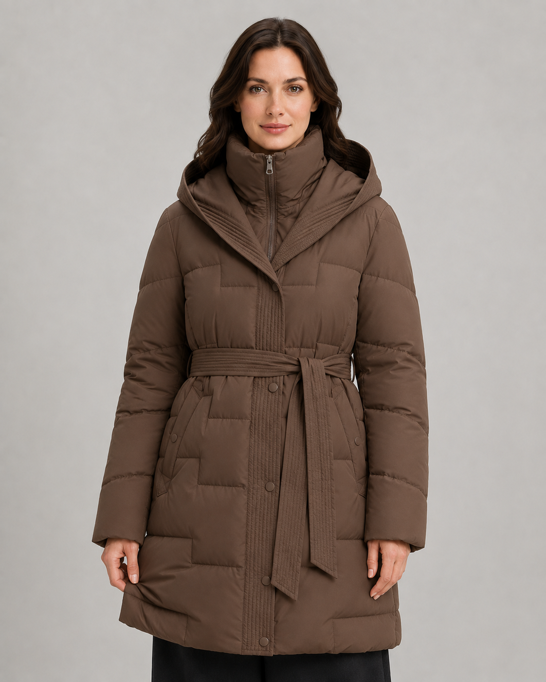 Calla | Belted Hooded Longline Puffer Parka