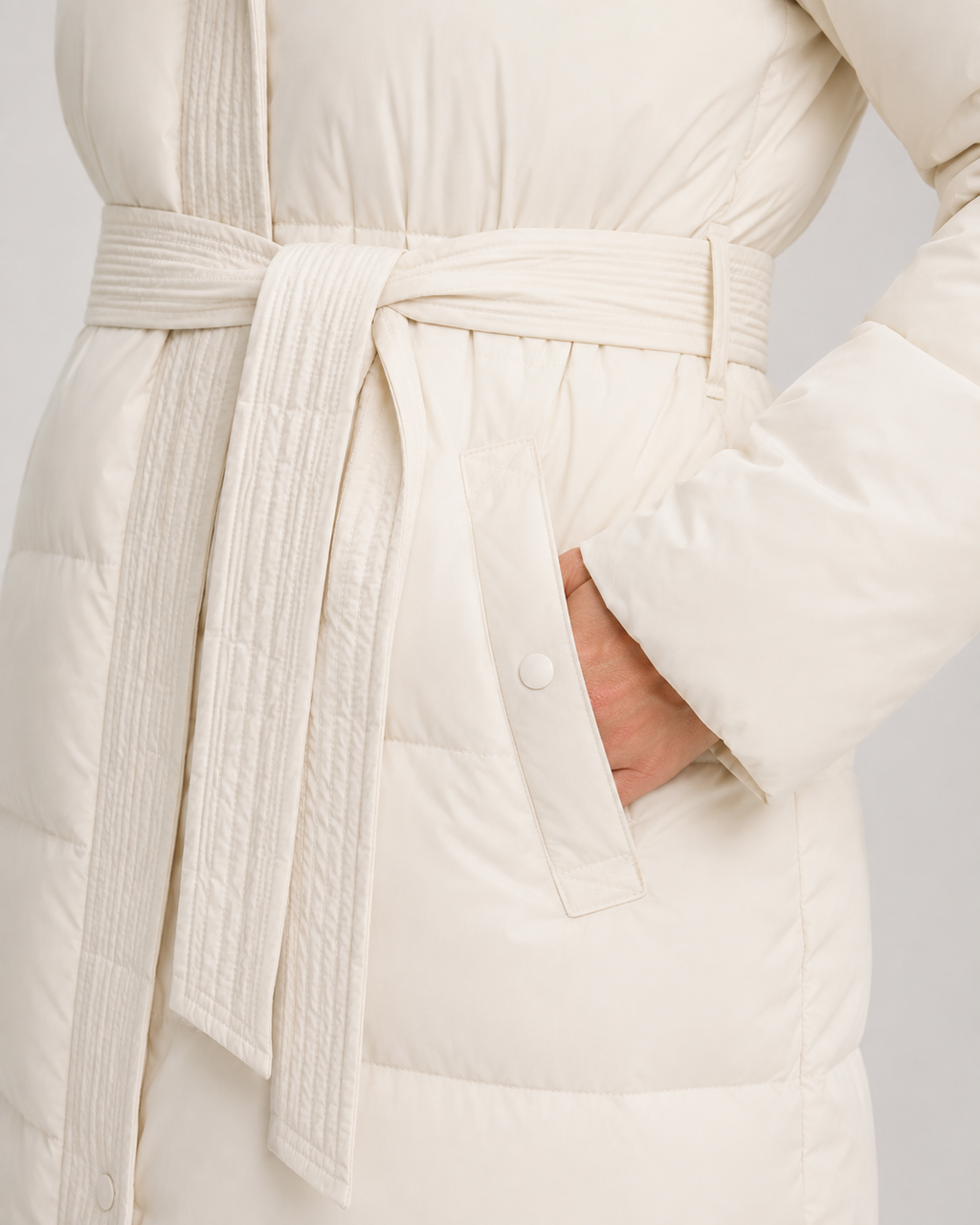 Calla | Belted Hooded Longline Puffer Parka