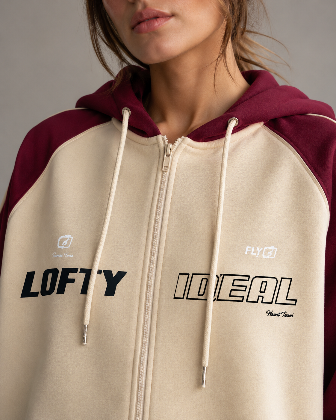 Imogen | Colour Block Zip-Up Hoodie