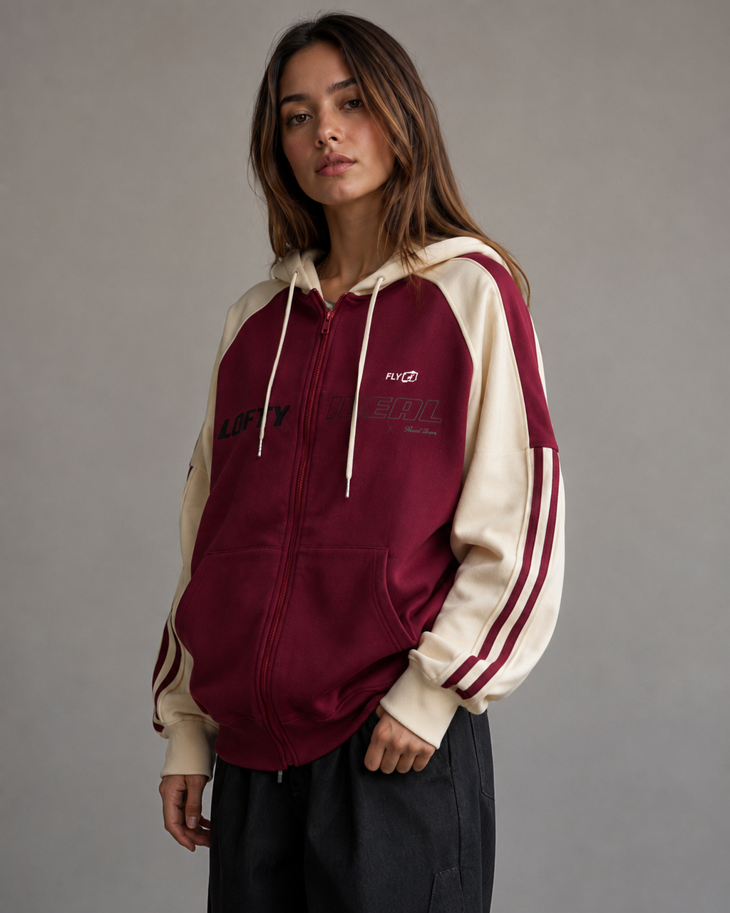 Imogen | Colour Block Zip-Up Hoodie