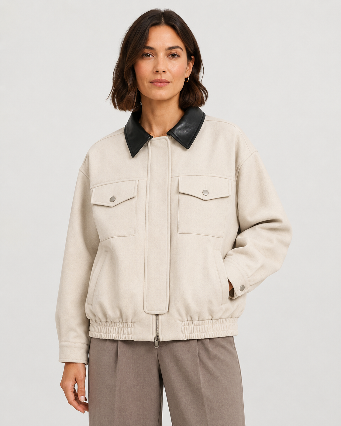 Marnie | Cropped Barn Jacket with Faux Suede Collar