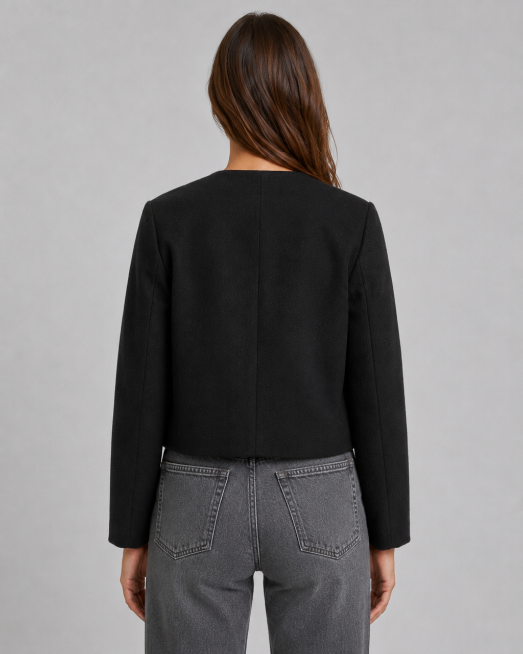 Ulrika | Cropped Collarless Gold Button Jacket