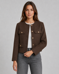 Ulrika | Cropped Collarless Gold Button Jacket