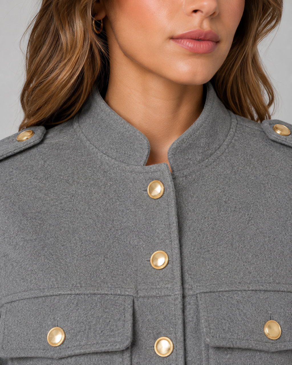 Sable | Gold Button Structured Crop Jacket
