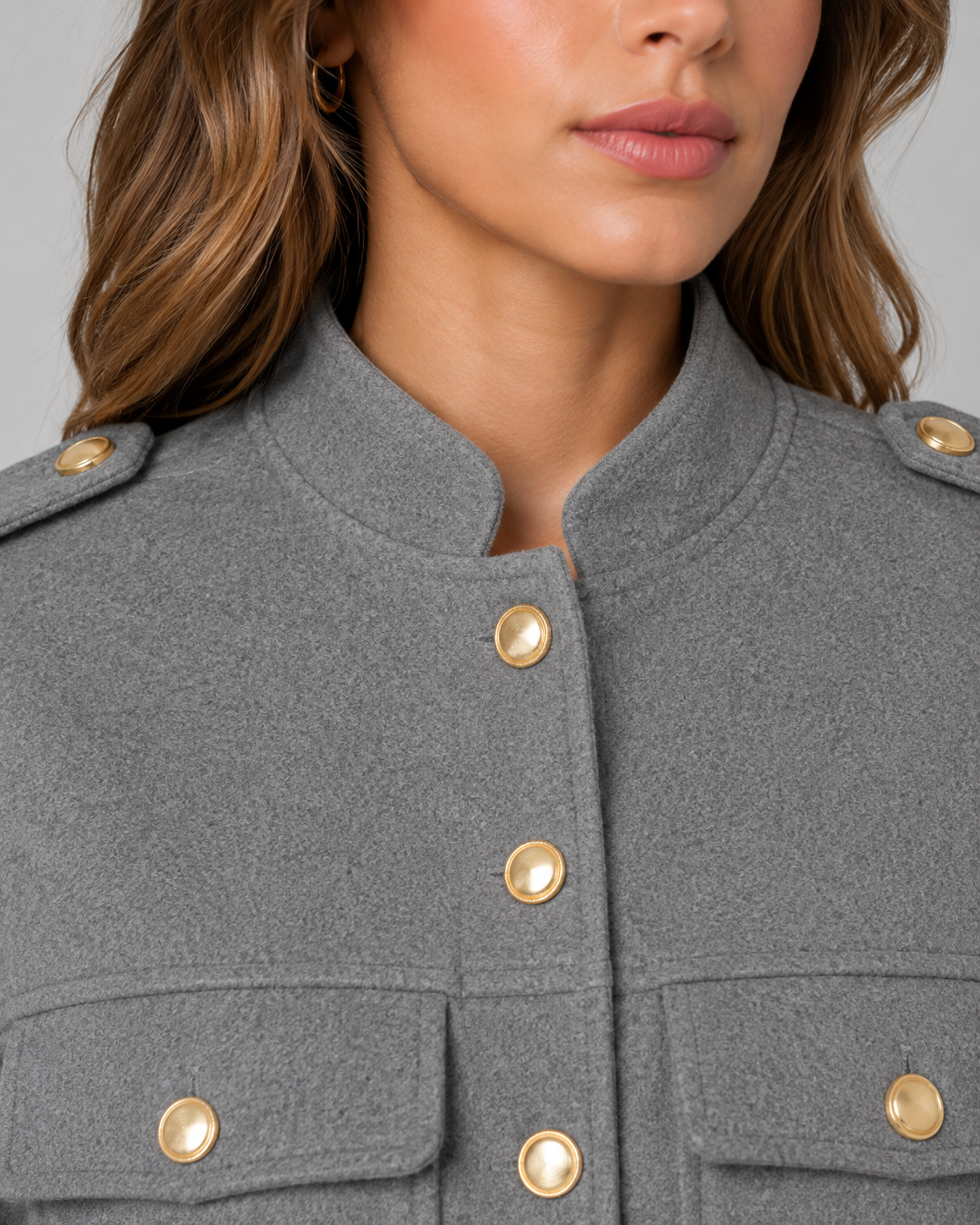 Sable | Gold Button Structured Crop Jacket