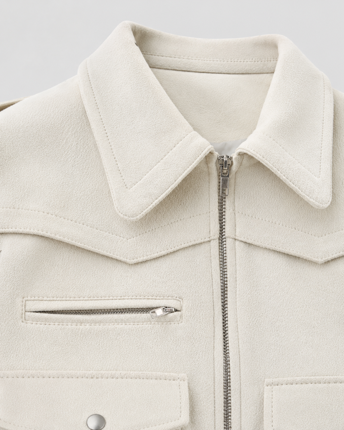Rosalyn | Cropped Suede Jacket with Snap Flap Pockets