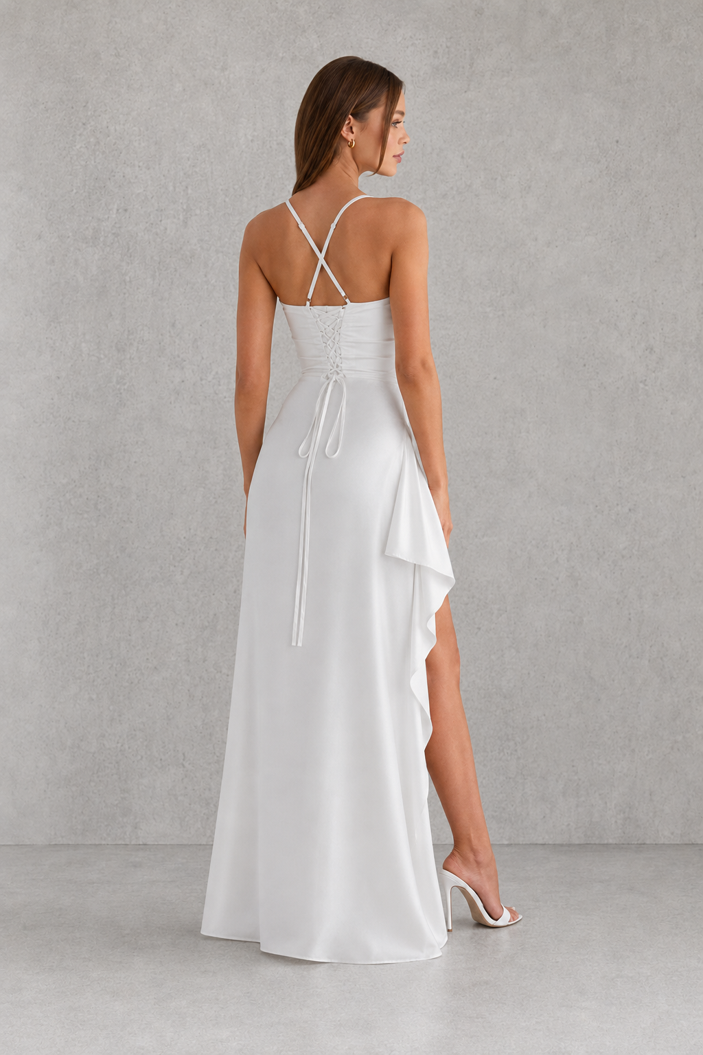 Odette | Draped Satin Maxi Dress with Side Slit