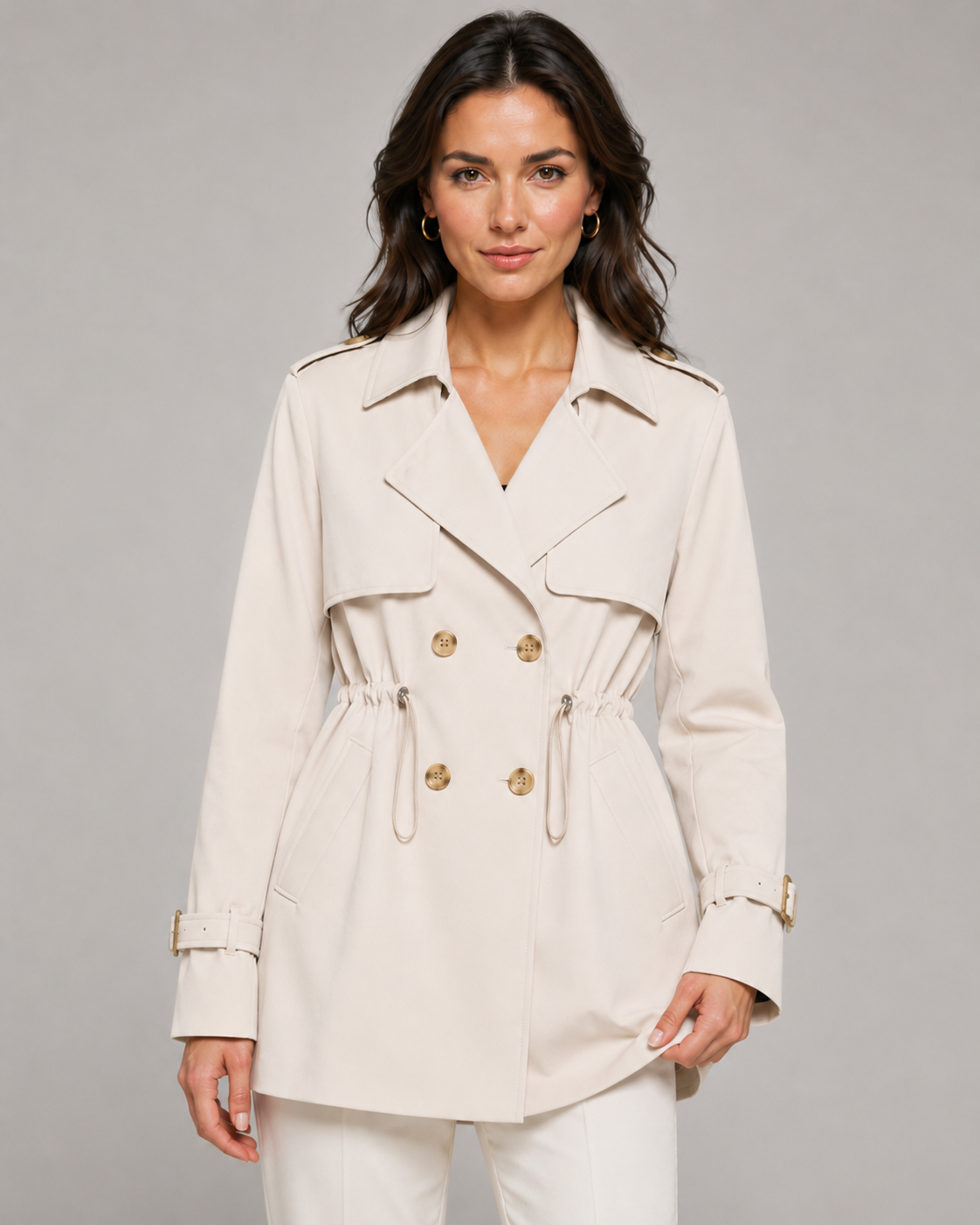Linnea | Double-Breasted Short Trench Coat