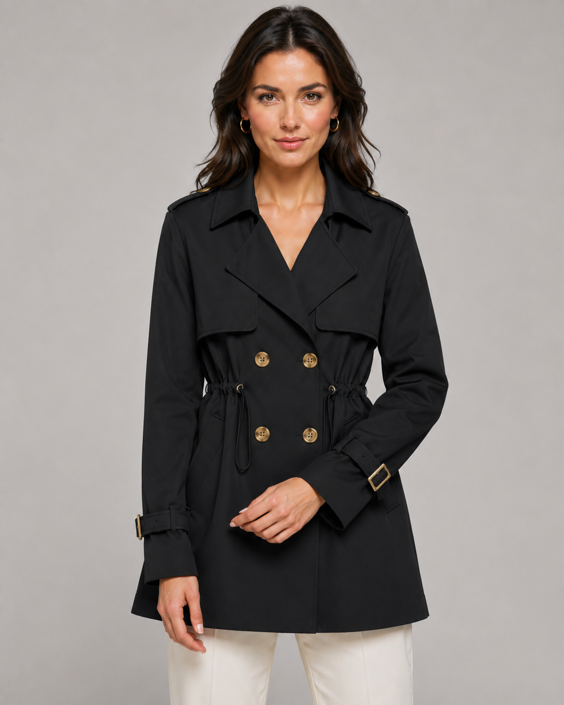 Linnea | Double-Breasted Short Trench Coat