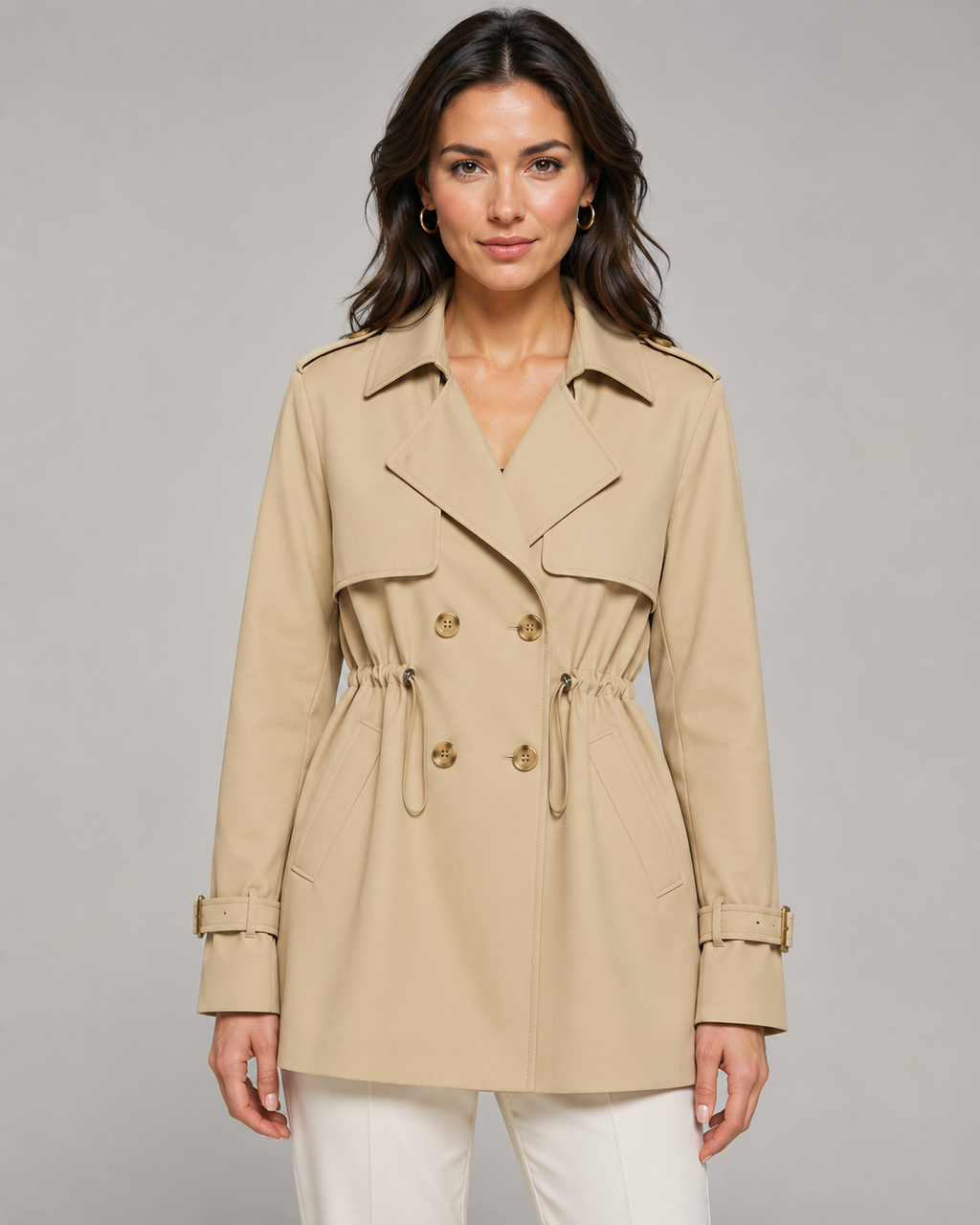 Linnea | Double-Breasted Short Trench Coat