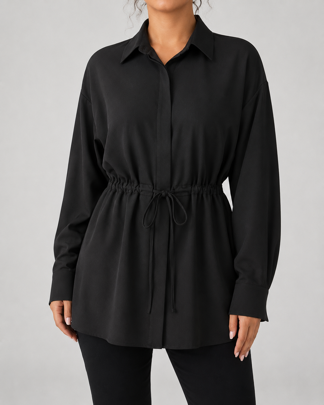 Elspeth | Oversized Longline Shirt with Drawstring Waist