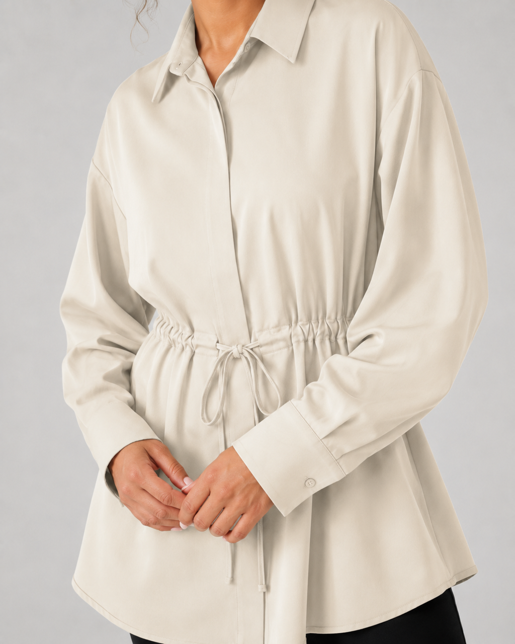 Elspeth | Oversized Longline Shirt with Drawstring Waist