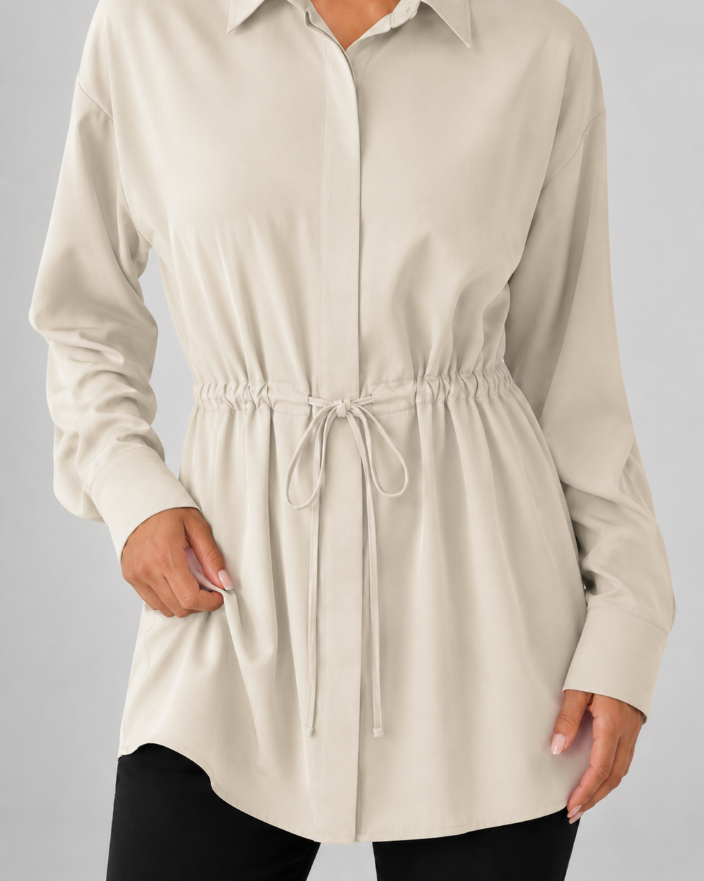 Elspeth | Oversized Longline Shirt with Drawstring Waist