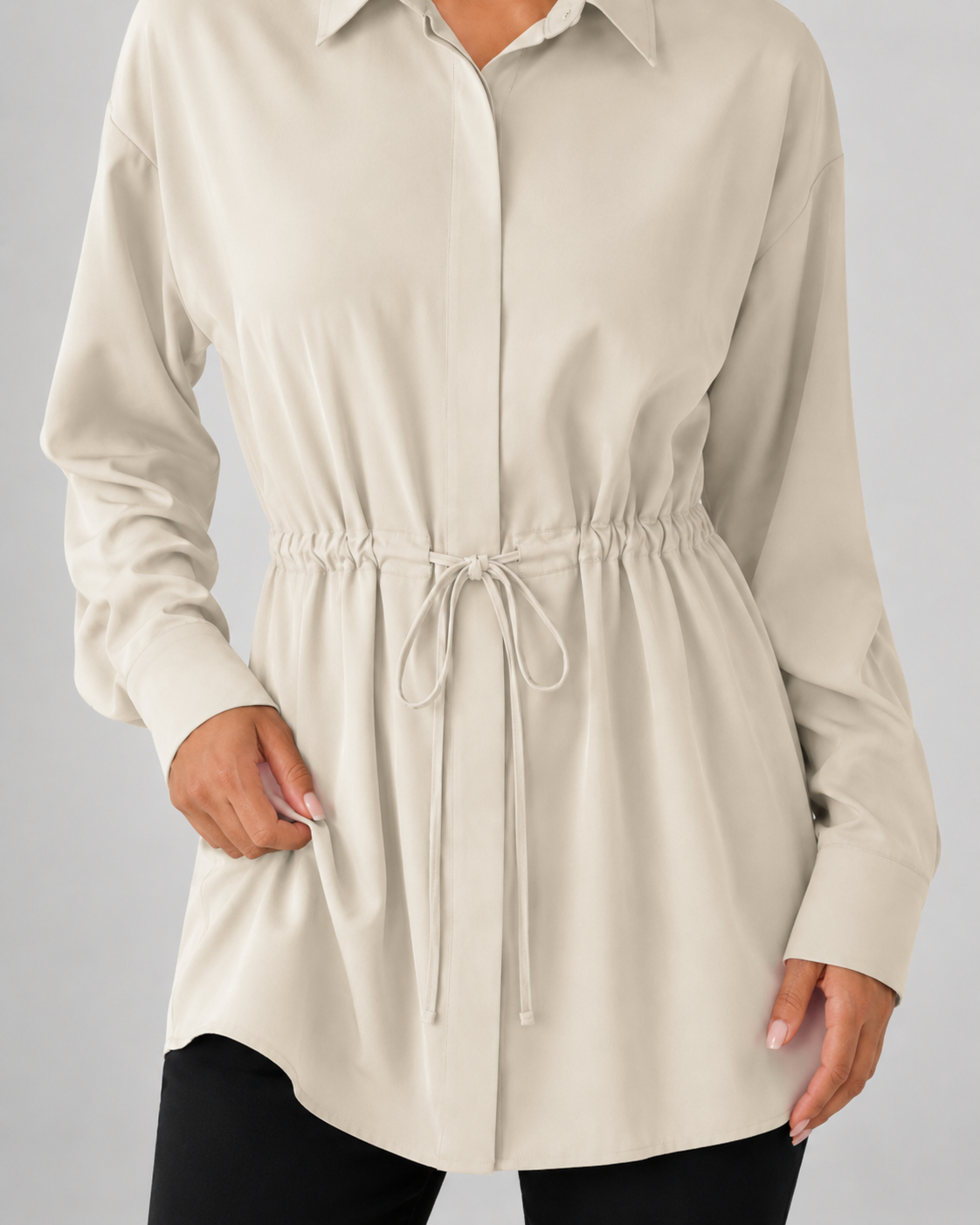 Elspeth | Oversized Longline Shirt with Drawstring Waist