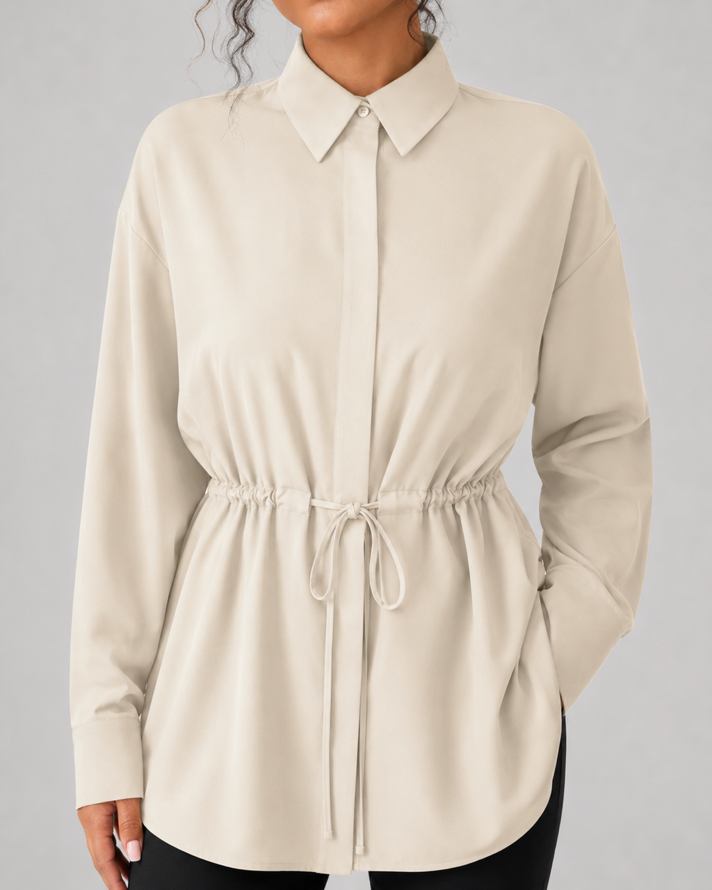 Elspeth | Oversized Longline Shirt with Drawstring Waist