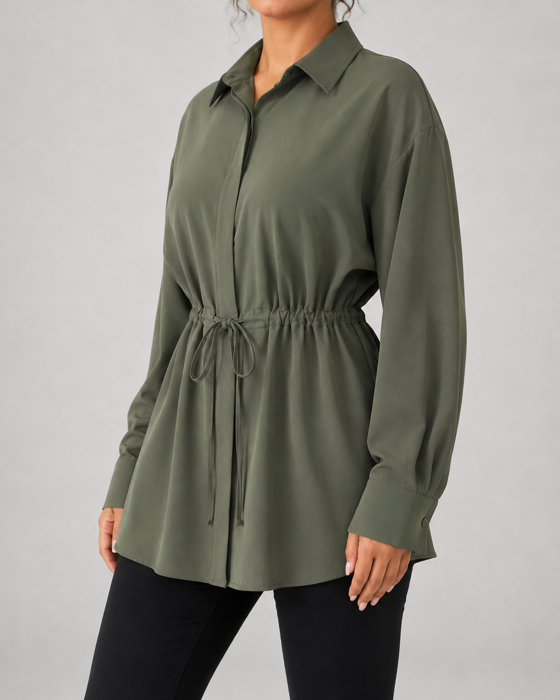 Elspeth | Oversized Longline Shirt with Drawstring Waist