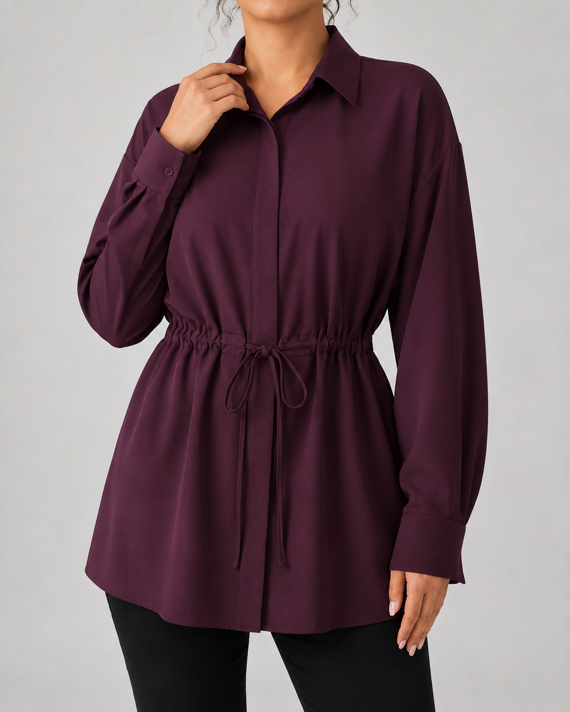 Elspeth | Oversized Longline Shirt with Drawstring Waist