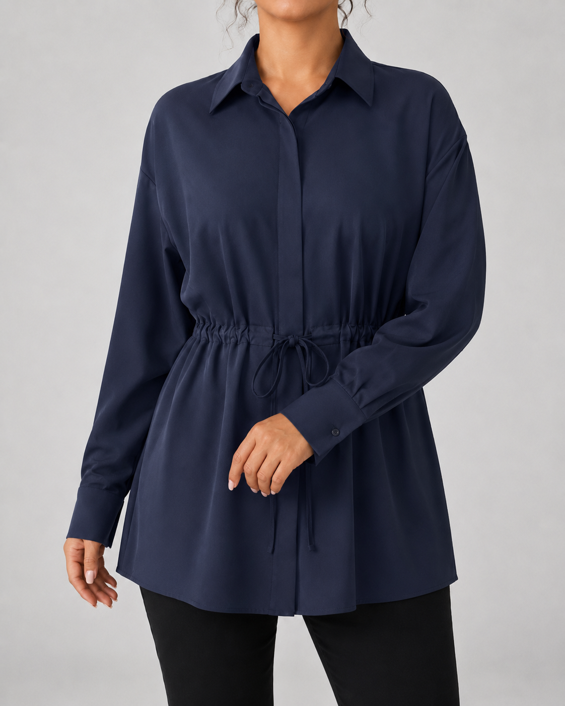 Elspeth | Oversized Longline Shirt with Drawstring Waist
