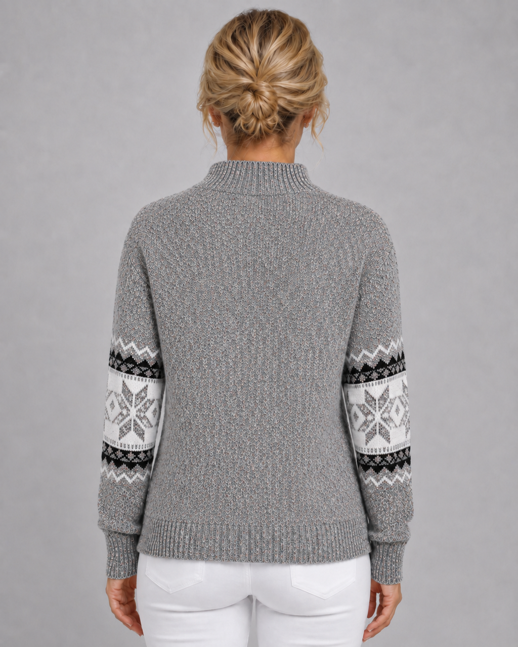 Gemma | Fair Isle Ribbed Mock Neck Sweater