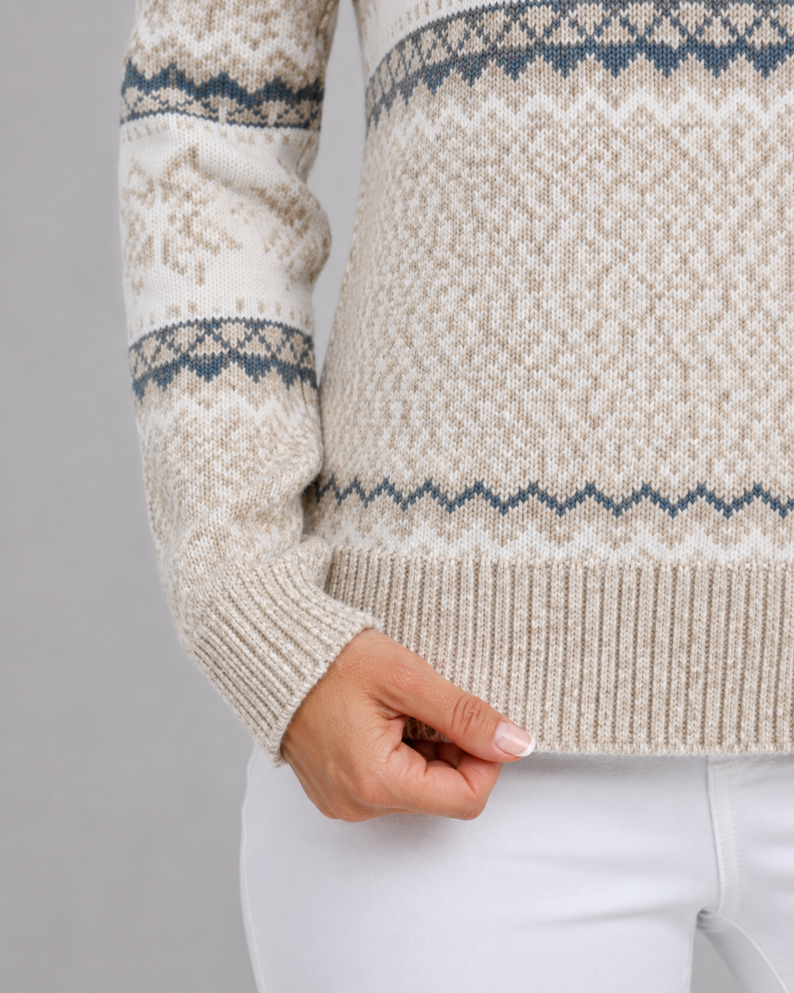 Gemma | Fair Isle Ribbed Mock Neck Sweater