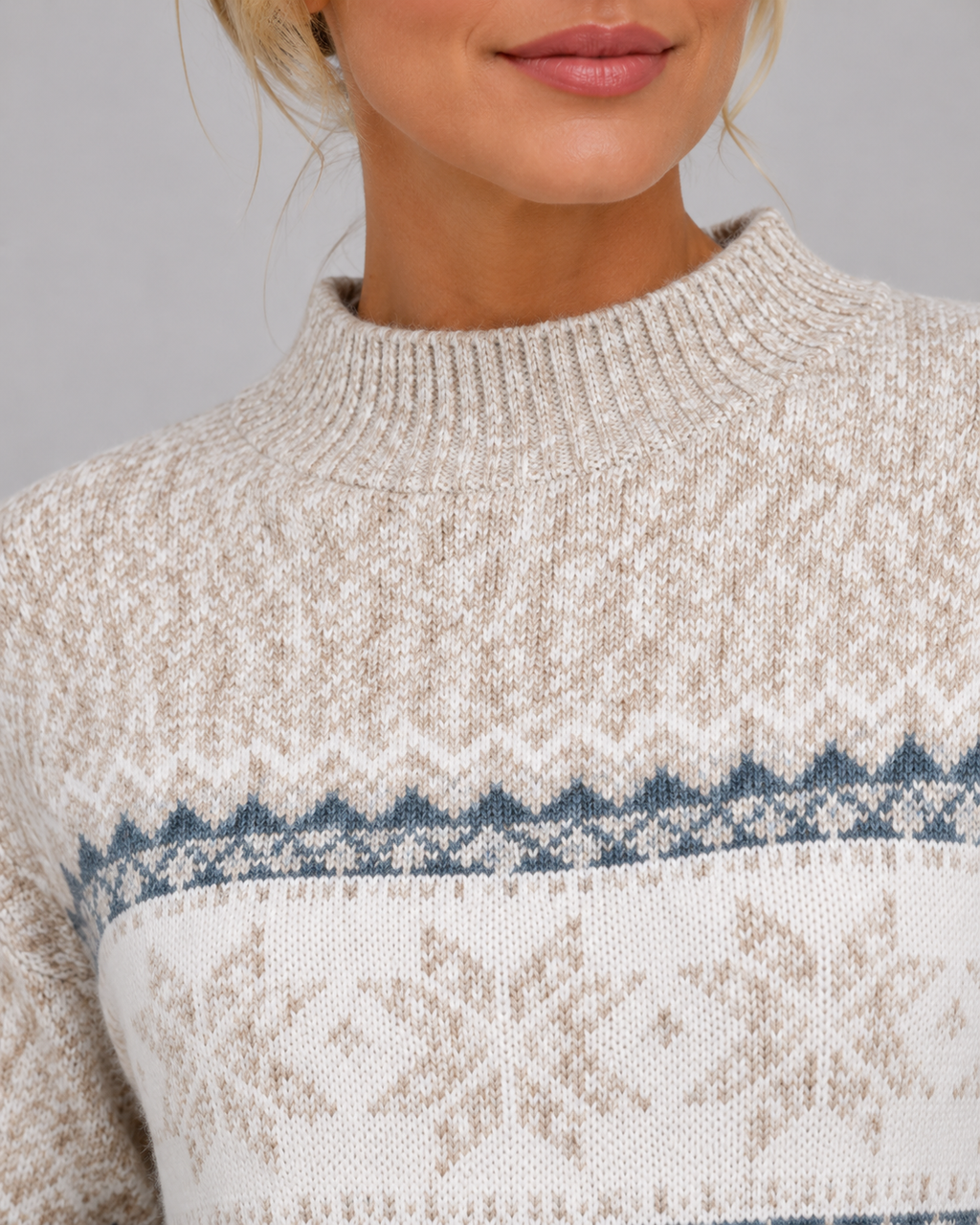 Gemma | Fair Isle Ribbed Mock Neck Sweater