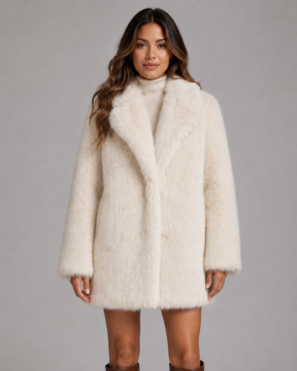 Tatiana | Plush Shawl Collar Faux Fur Jacket