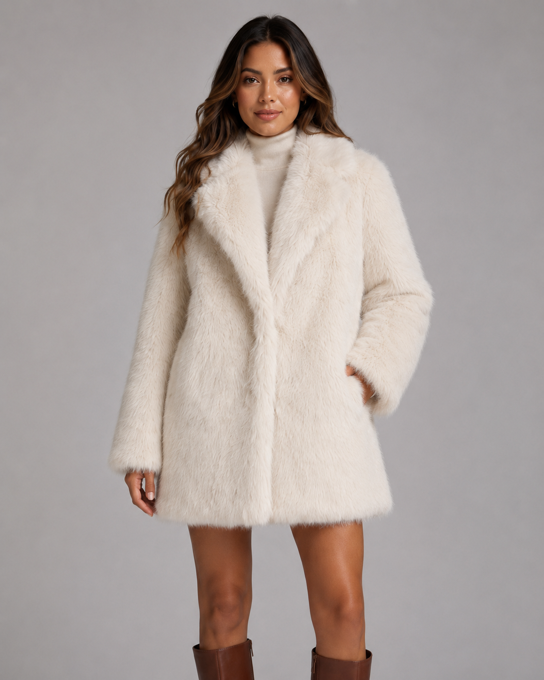 Tatiana | Plush Shawl Collar Faux Fur Jacket