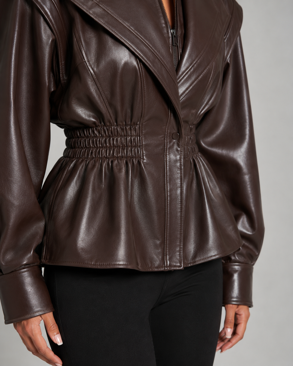 Briony | Faux Leather Peplum Jacket