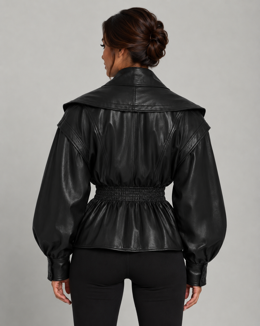 Briony | Faux Leather Peplum Jacket