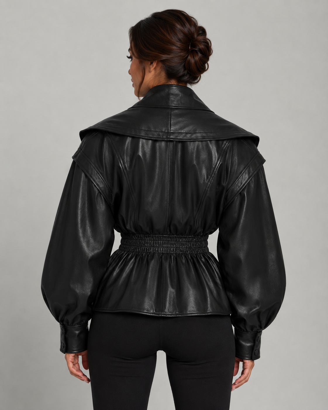 Briony | Faux Leather Peplum Jacket