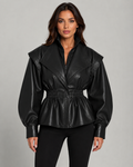 Briony | Faux Leather Peplum Jacket