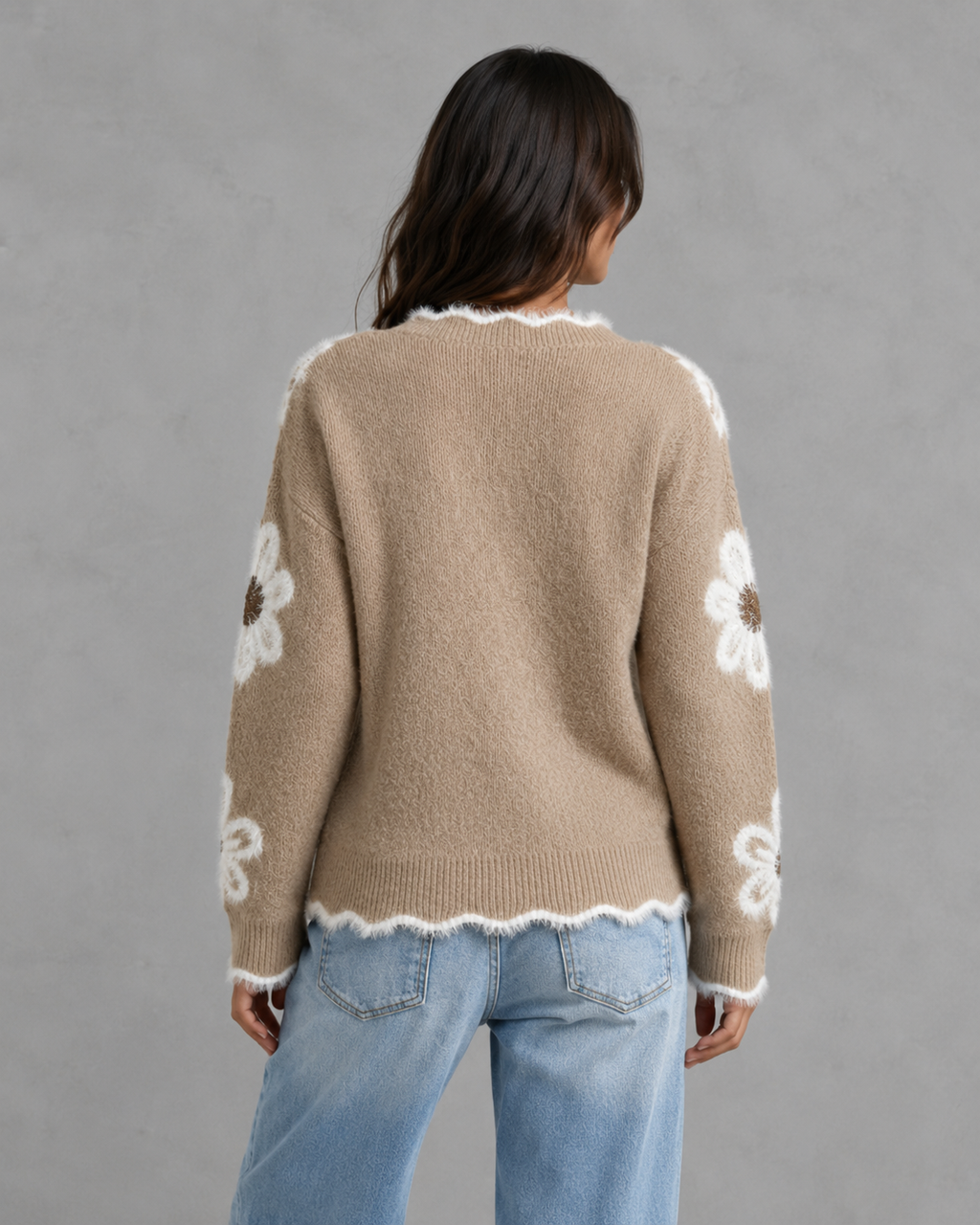 Esme | Floral Knit V-Neck Sweater