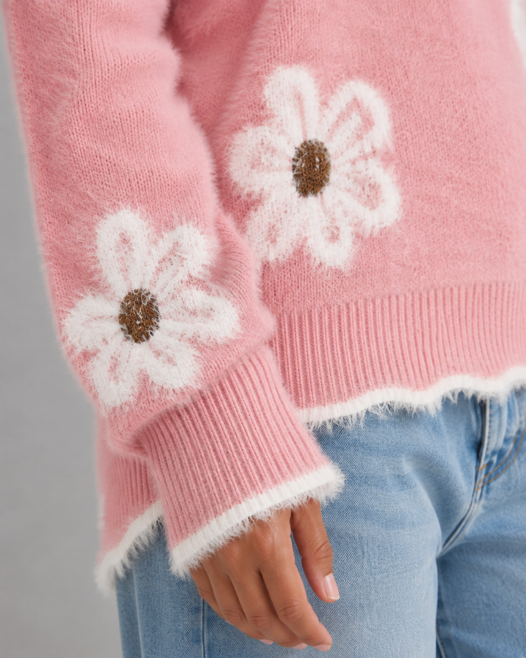 Esme | Floral Knit V-Neck Sweater