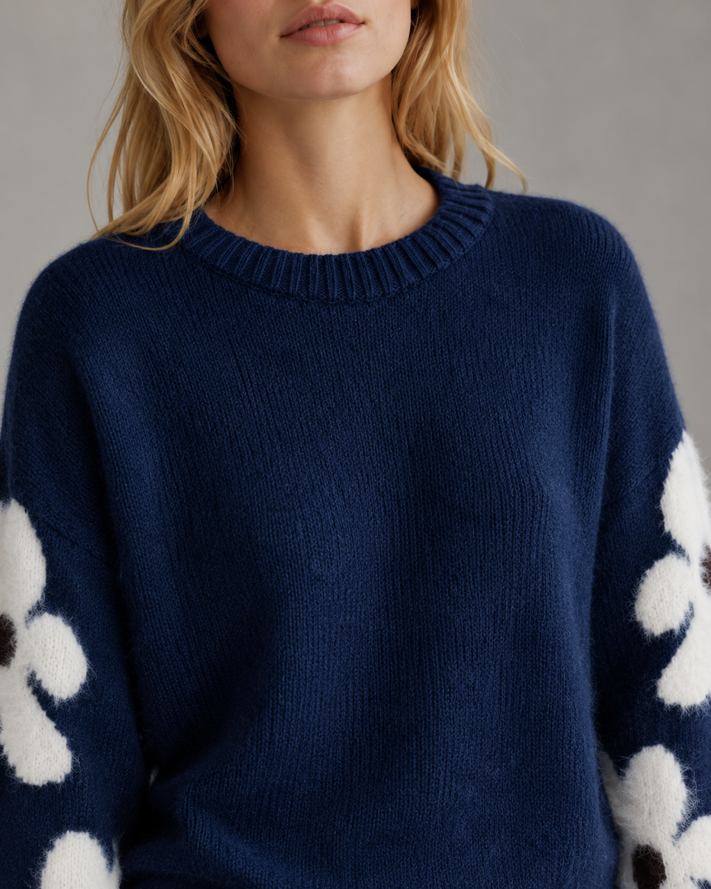 Greta | Floral Sleeve Knit Sweater